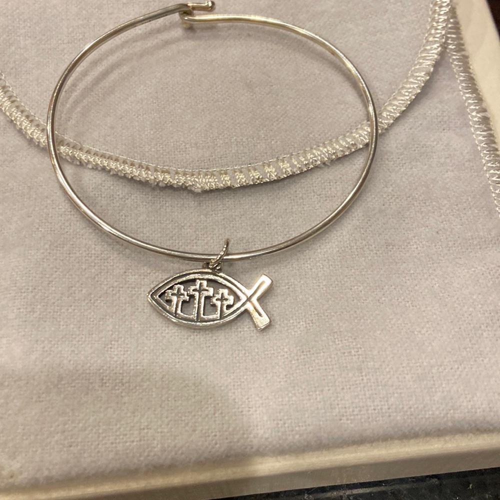 Retired very rare Ichthus with three crosses on a hook on bracelet